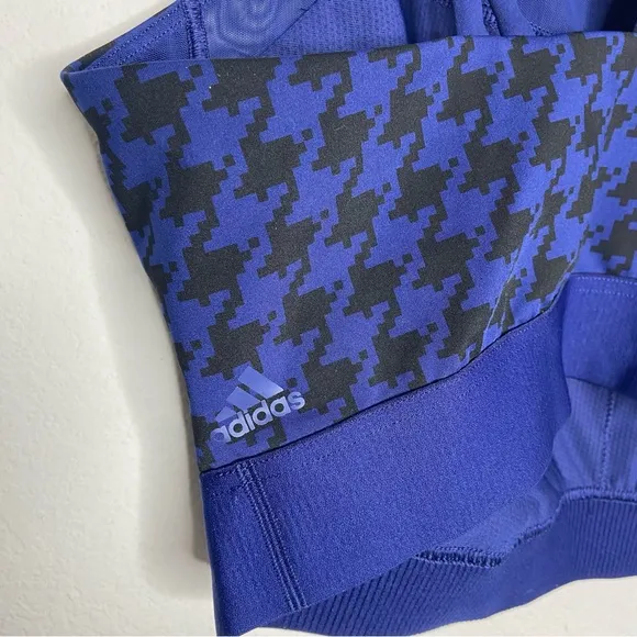 Adidas x Ivy Park Navy Blue Double-Strap Sports Bra Houndstooth Pattern Size 1X