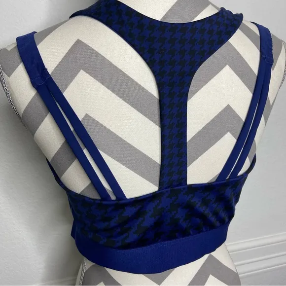 Adidas x Ivy Park Navy Blue Double-Strap Sports Bra Houndstooth Pattern Size 1X