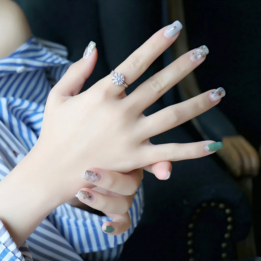 Adjustable Silver Crystal Rotating Ring