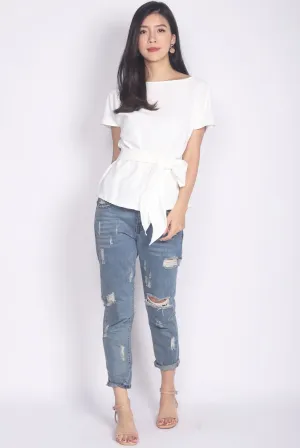 Adora Tie Sash Top In White