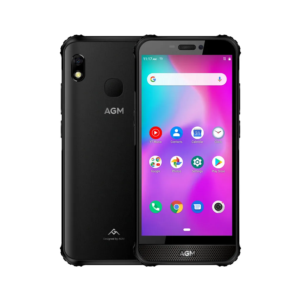 AGM A10 Front placed speaker 5.7"" HD  4G/6G  128G Android 9 Rugged Phone 4400mAh IP68 Waterproof Smartphone black_4GB 128GB-European version