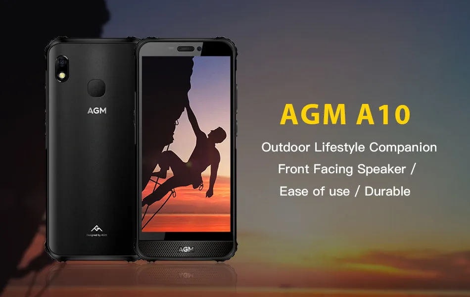 AGM A10 Front placed speaker 5.7"" HD  4G/6G  128G Android 9 Rugged Phone 4400mAh IP68 Waterproof Smartphone black_4GB 128GB-European version