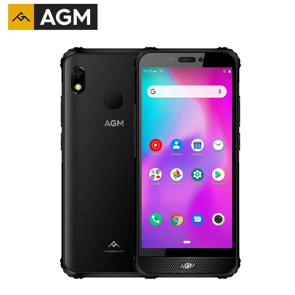 AGM A10 Front placed speaker 5.7"" HD  4G/6G  128G Android 9 Rugged Phone 4400mAh IP68 Waterproof Smartphone black_4GB 128GB-European version