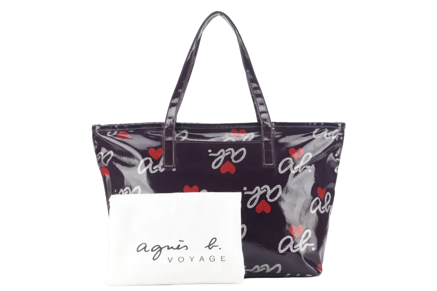 AGNES B LOVE HEART SHAPE TOTE BAG WITH DUST COVER