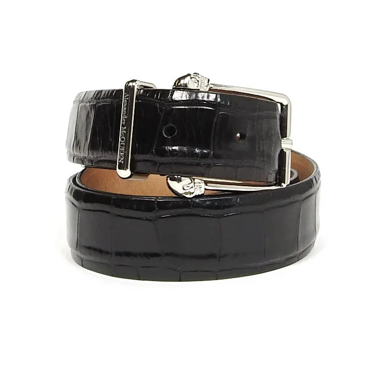 Alexander McQueen Skull Belt Embossed Leather Size