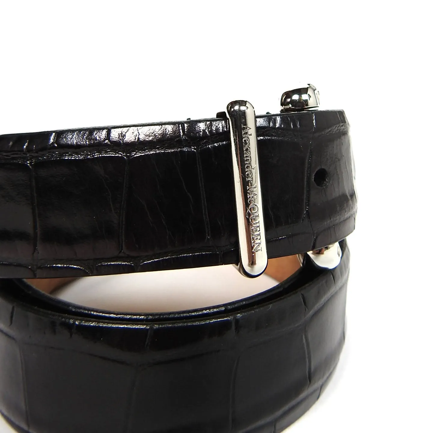 Alexander McQueen Skull Belt Embossed Leather Size