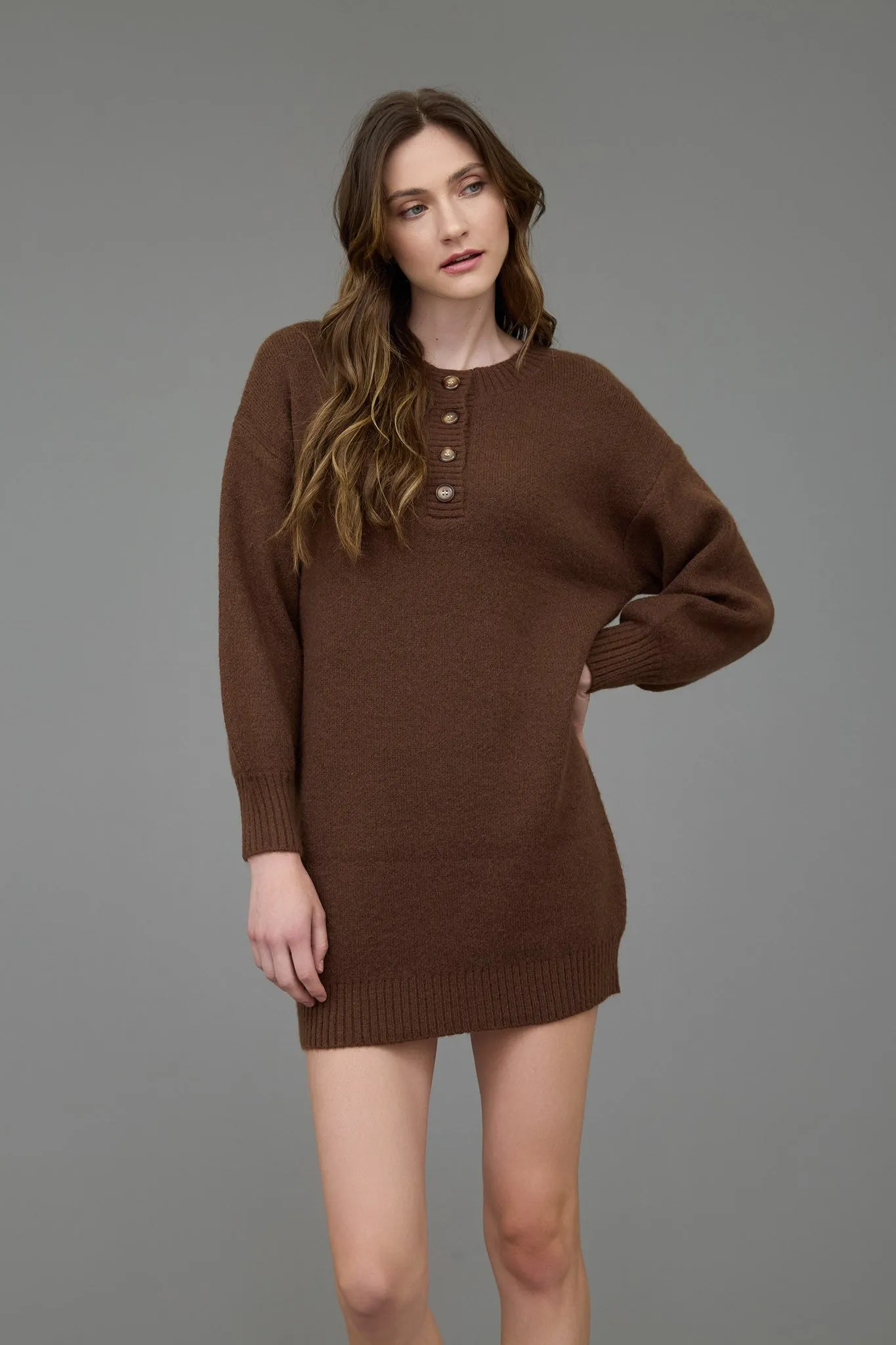 Allison Sweater Mini Dress | Coffee Bean