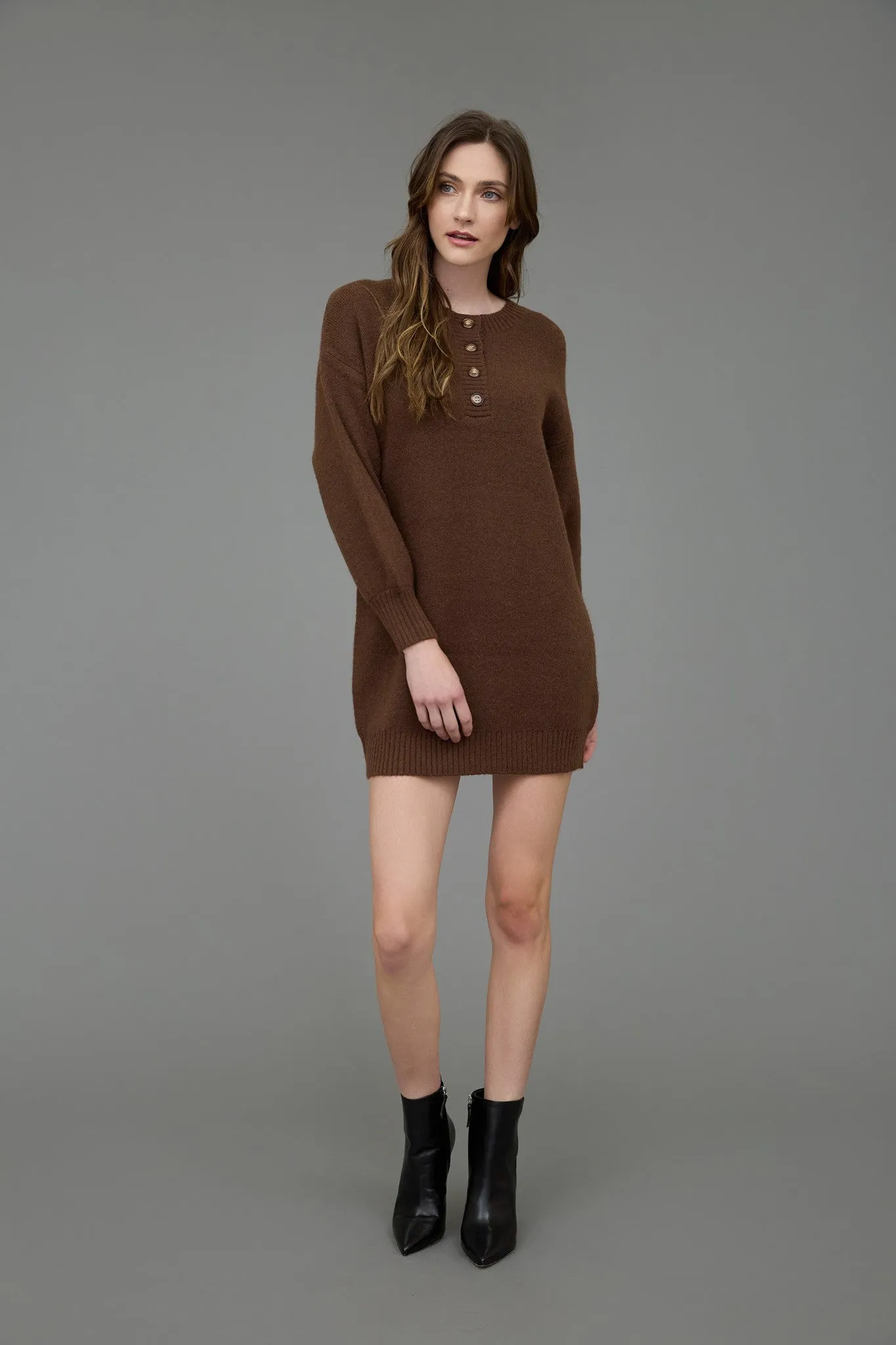 Allison Sweater Mini Dress | Coffee Bean