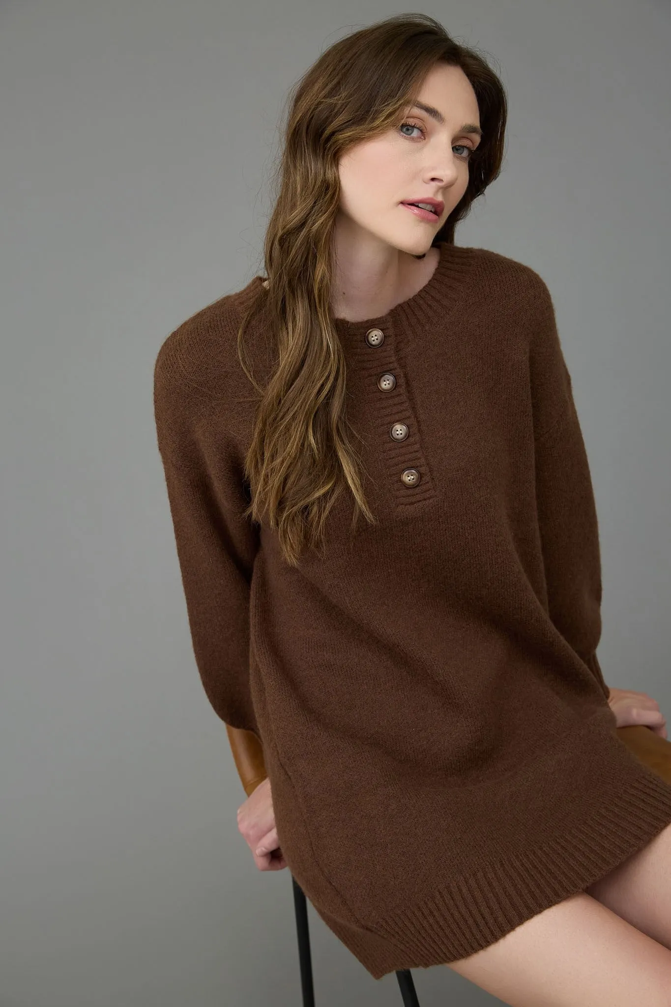 Allison Sweater Mini Dress | Coffee Bean
