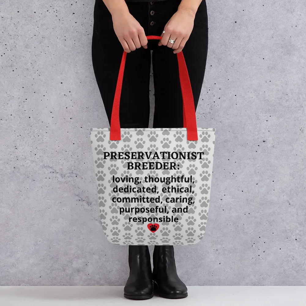 Allover Dog Paws & Preservationist Breeder Conformation Tote Bag-Lt. Grey