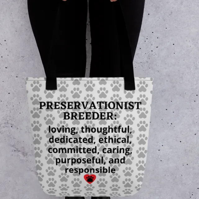 Allover Dog Paws & Preservationist Breeder Conformation Tote Bag-Lt. Grey
