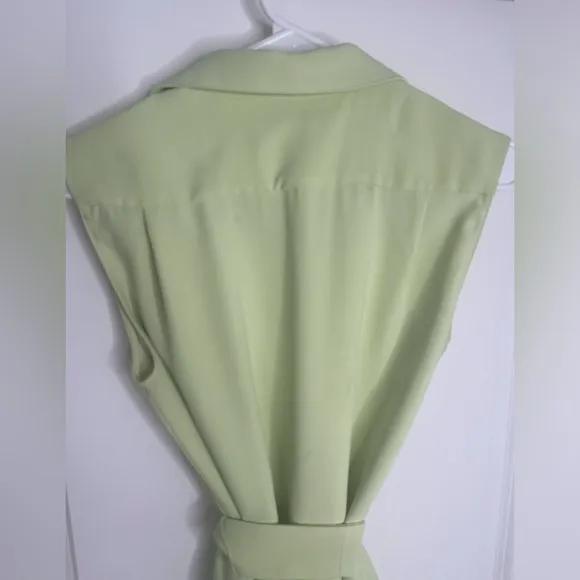 Amanda Uprichard Edith Mini Dress in Cucumber Sleeveless Shirtdress Size Small