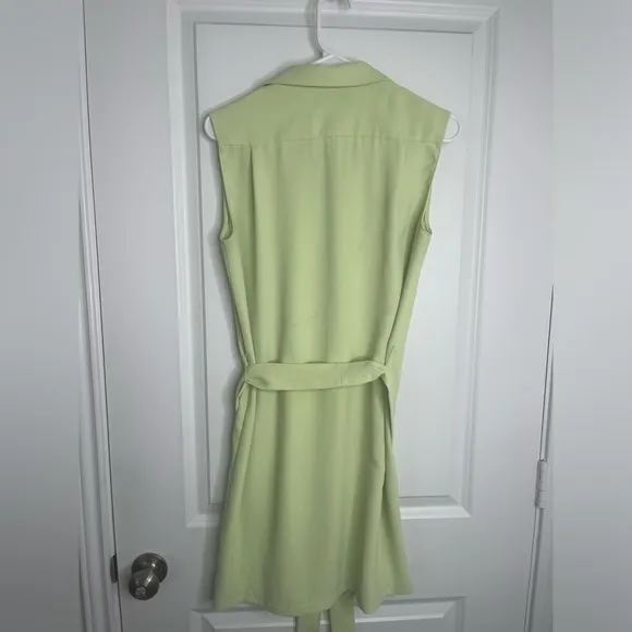 Amanda Uprichard Edith Mini Dress in Cucumber Sleeveless Shirtdress Size Small