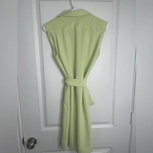 Amanda Uprichard Edith Mini Dress in Cucumber Sleeveless Shirtdress Size Small