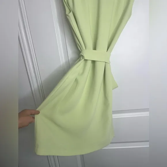 Amanda Uprichard Edith Mini Dress in Cucumber Sleeveless Shirtdress Size Small