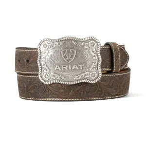 Ariat Mens Belt Floral Embossed Aged Bark