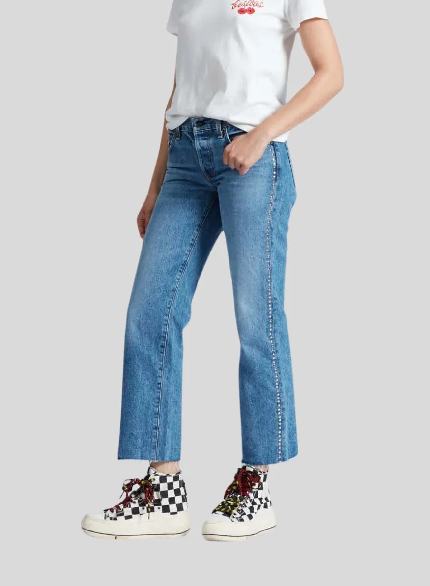 ASKK NY | Low Rise Straight Studded Pant