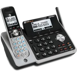 AT&T TL88102 DECT 6.0 2-Line Expandable Corded/Cordless Phone with Answering System, Silver/Black, 1 Handset
