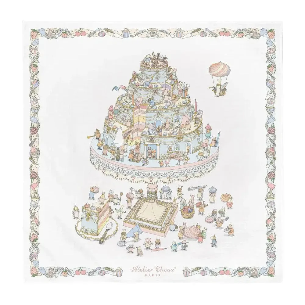 Atelier Choux Paris Organic Cotton Carrés & Bib Gift Set, Sweetie Gâteau