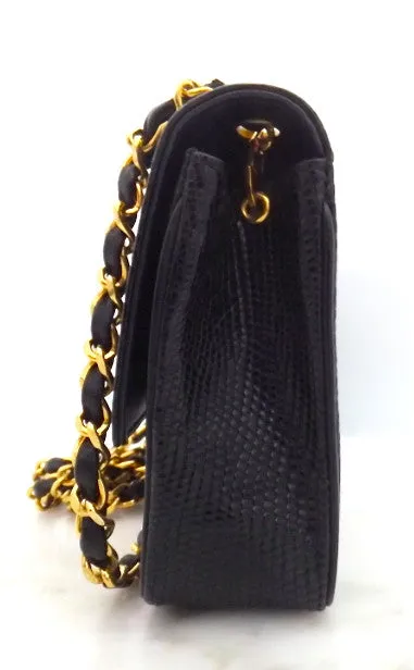 Authentic Chanel Vintage Jumbo CC Emblem Lizard Flapover