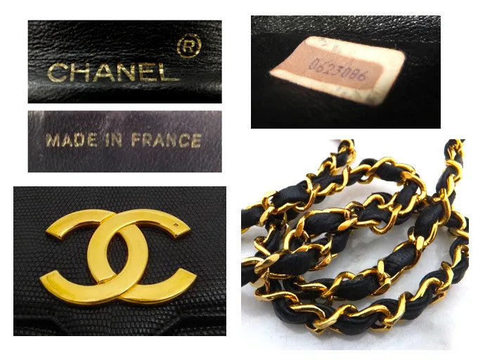 Authentic Chanel Vintage Jumbo CC Emblem Lizard Flapover