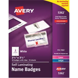 Avery® 5362 Laser/Inkjet Badge Insert