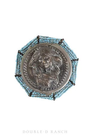 Bag, Coin Purse, Beaded, With Brass Chief Medallion, 1293