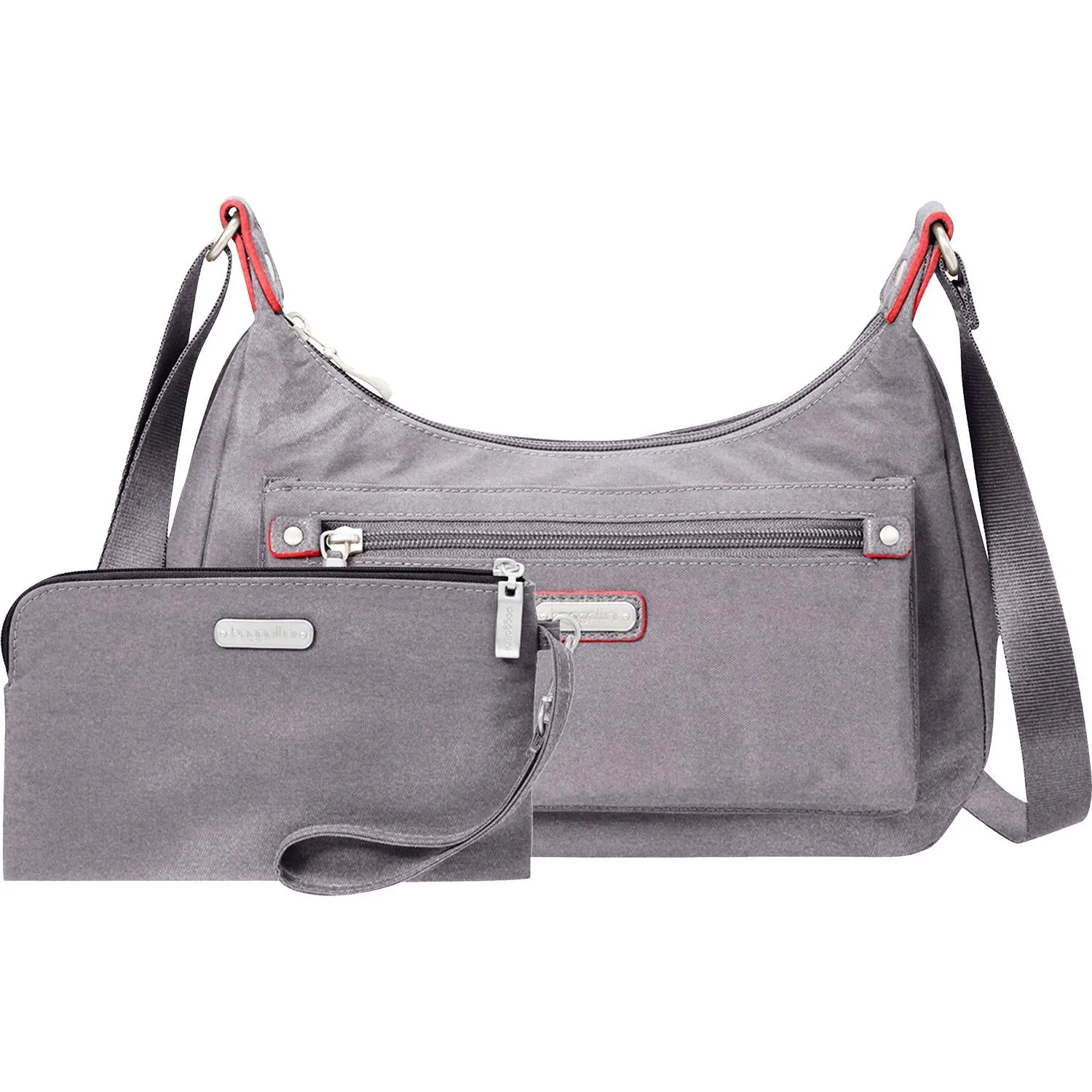 Baggallini Out And About Bagg With RFID Phone Wristlet Stone Nylon