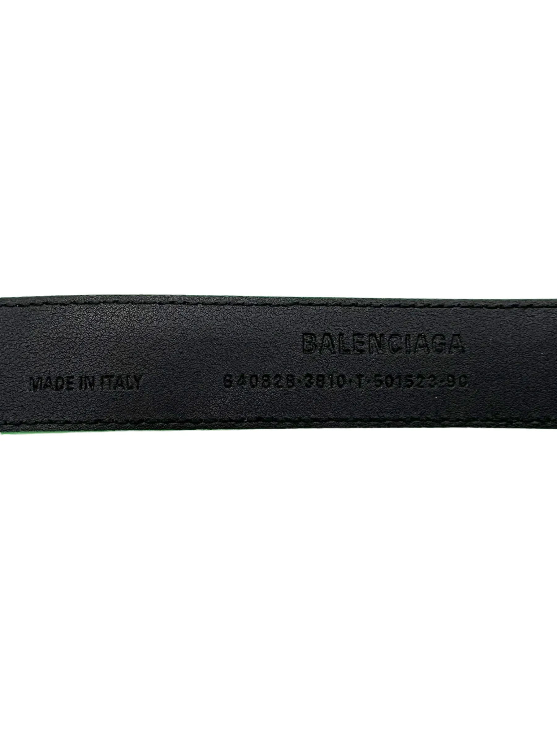 Balenciaga Fluo Green Croc Embossed Thin Hourglass Size 90 Belt