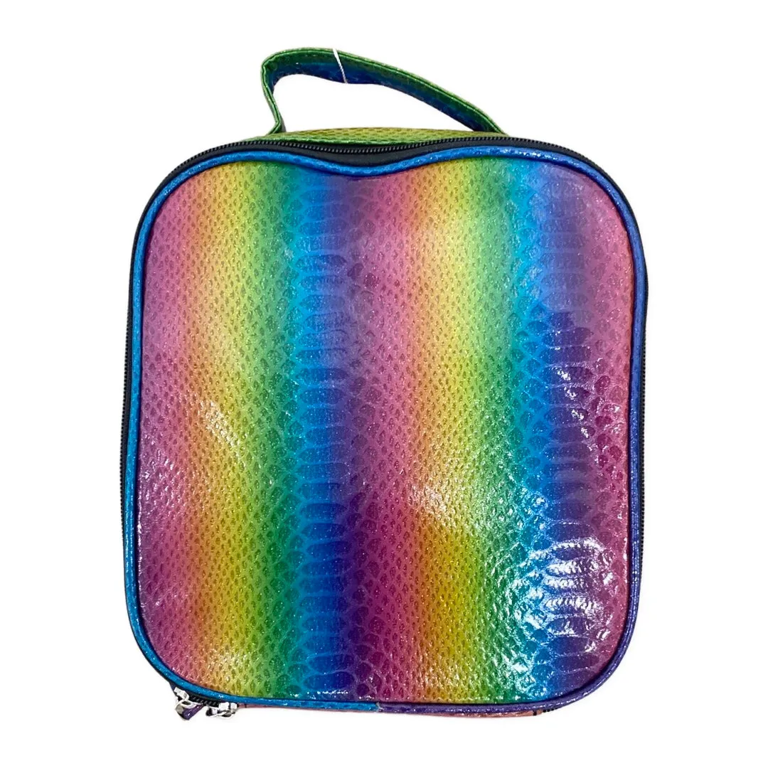 Bari Lynn Black Rainbow Snake Lunch Box