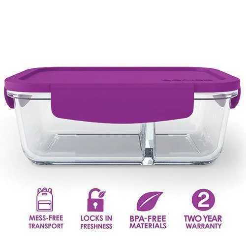 Bentgo Glass 2 Compartment Container Purple BGO-GLSM-PRP