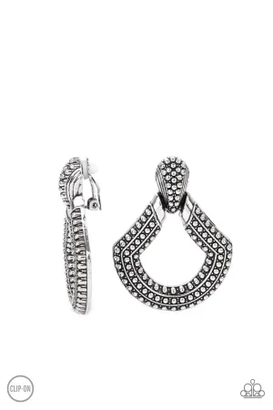 Better Buckle Up Silver Paparazzi Clip-On Earrings