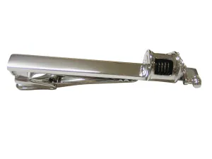 Black and Silver Toned Fishing Reel Square Tie Clip