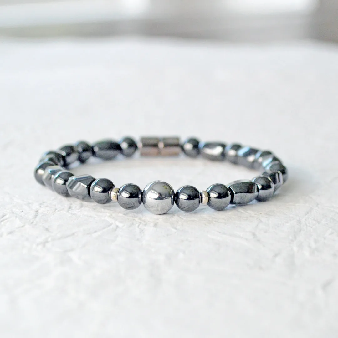 Black/Silver Magnetic Bracelet for Pain