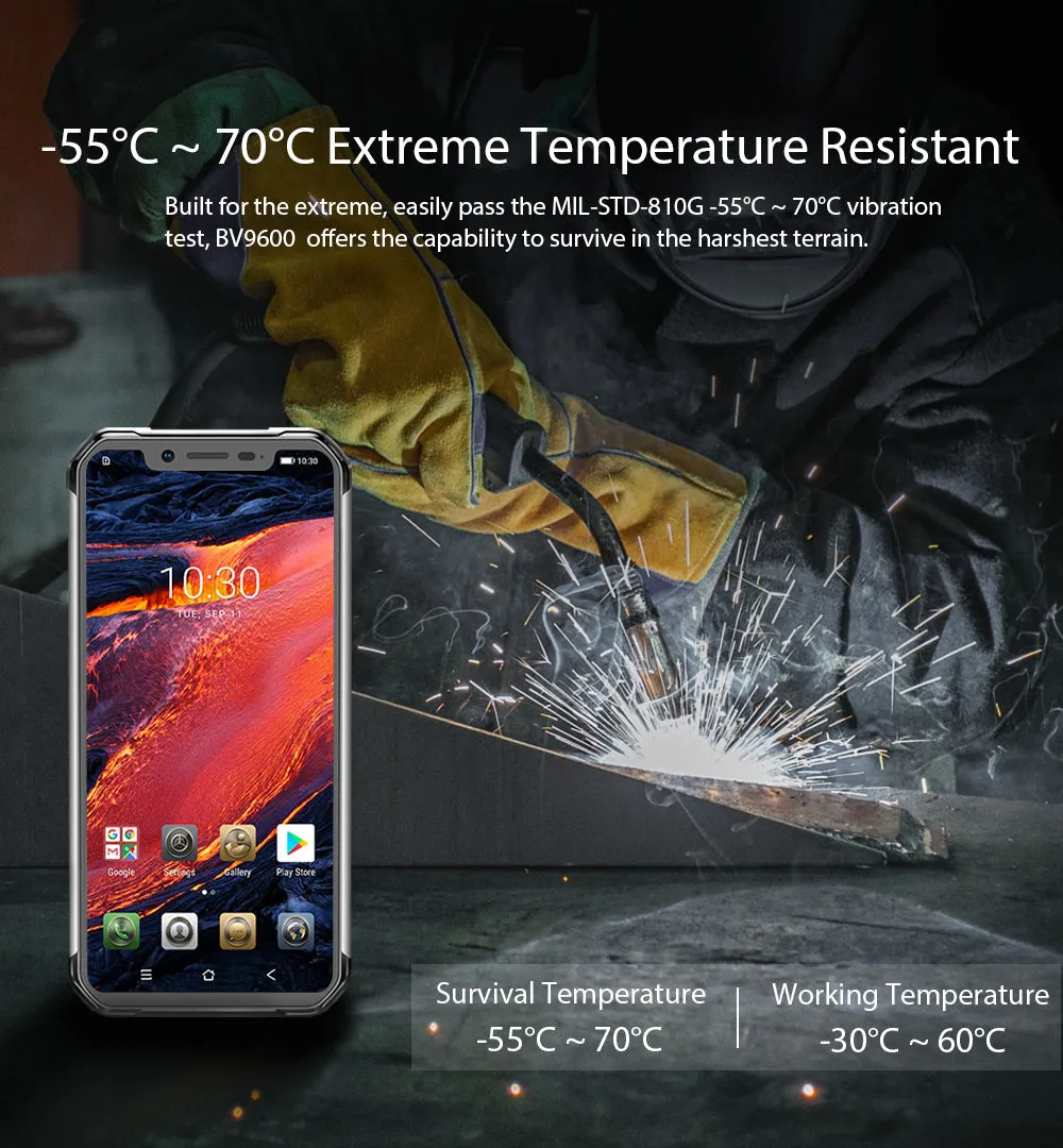 Blackview 2019 BV9600 4GB 64GB 6.21"" 19:9 AMOLED 5580mAh Rugged Smartphone Silver