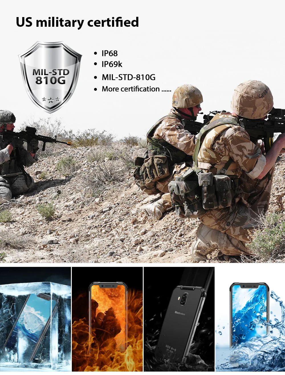 Blackview 2019 BV9600 4GB 64GB 6.21"" 19:9 AMOLED 5580mAh Rugged Smartphone Silver