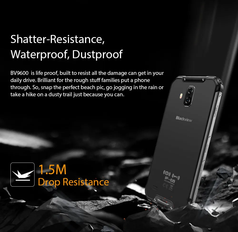 Blackview 2019 BV9600 4GB 64GB 6.21"" 19:9 AMOLED 5580mAh Rugged Smartphone Silver