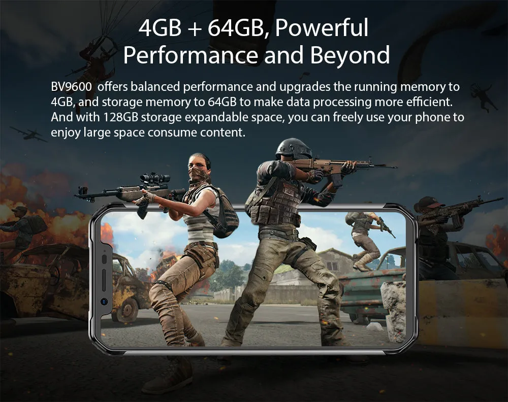 Blackview 2019 BV9600 4GB 64GB 6.21"" 19:9 AMOLED 5580mAh Rugged Smartphone Silver