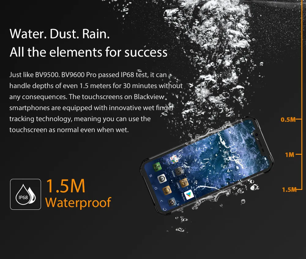 Blackview BV9600 Pro IP68 Waterproof Mobile Phone Helio P60 6GB   128GB 19:9 6.21"" FHD AMOLED NFC Android 8.1 5580mAh Silver