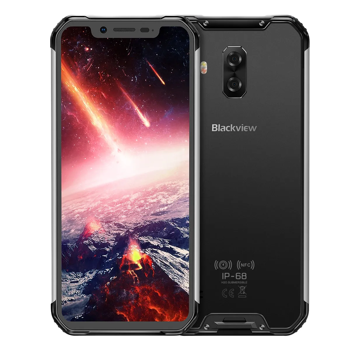 Blackview BV9600 Pro IP68 Waterproof Mobile Phone Helio P60 6GB   128GB 19:9 6.21"" FHD AMOLED NFC Android 8.1 5580mAh Silver