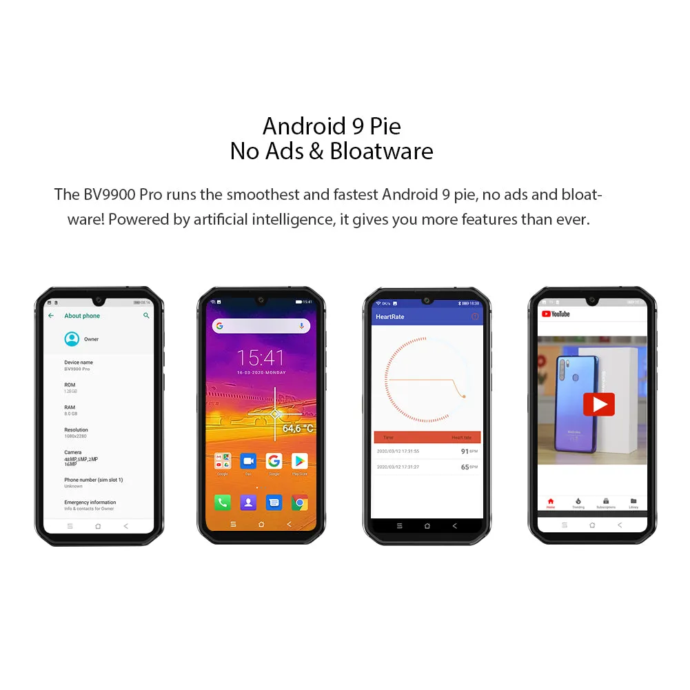 Blackview BV9900 Pro Thermal Camera Mobile Phone Helio P90 Octa Core 8GB 128GB IP68 Rugged Smartphone 48MP Quad Rear Camera Silver_European regulations