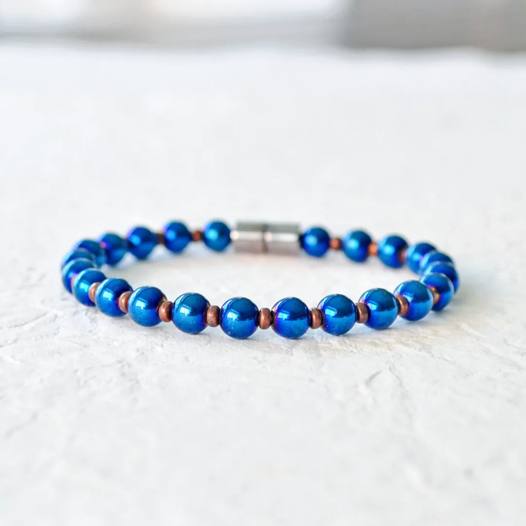 Blue Metallic Magnetic Bracelet for Pain