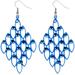 Blue Studded Rhinestone Cutout Mini Earrings