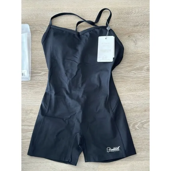 Bombshell Sports Wear Sculpted BodySuit Shorts Black Size M Brand New