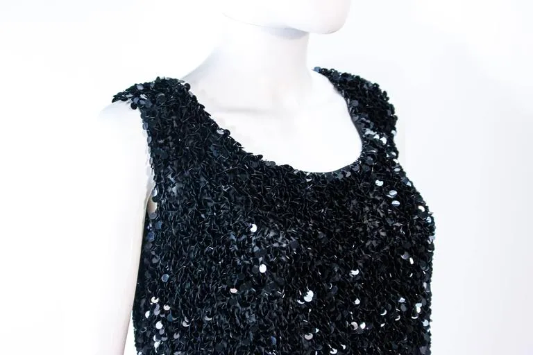 BONNIE WONG 1950s Black Sequin Applique Blouse Size 4-6