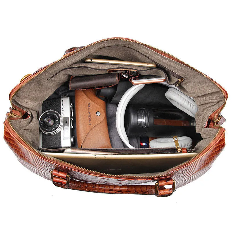 Braxton Genuine Leather Croc-Embossed Duffle Bag for Men – Stylish and Durable Weekender