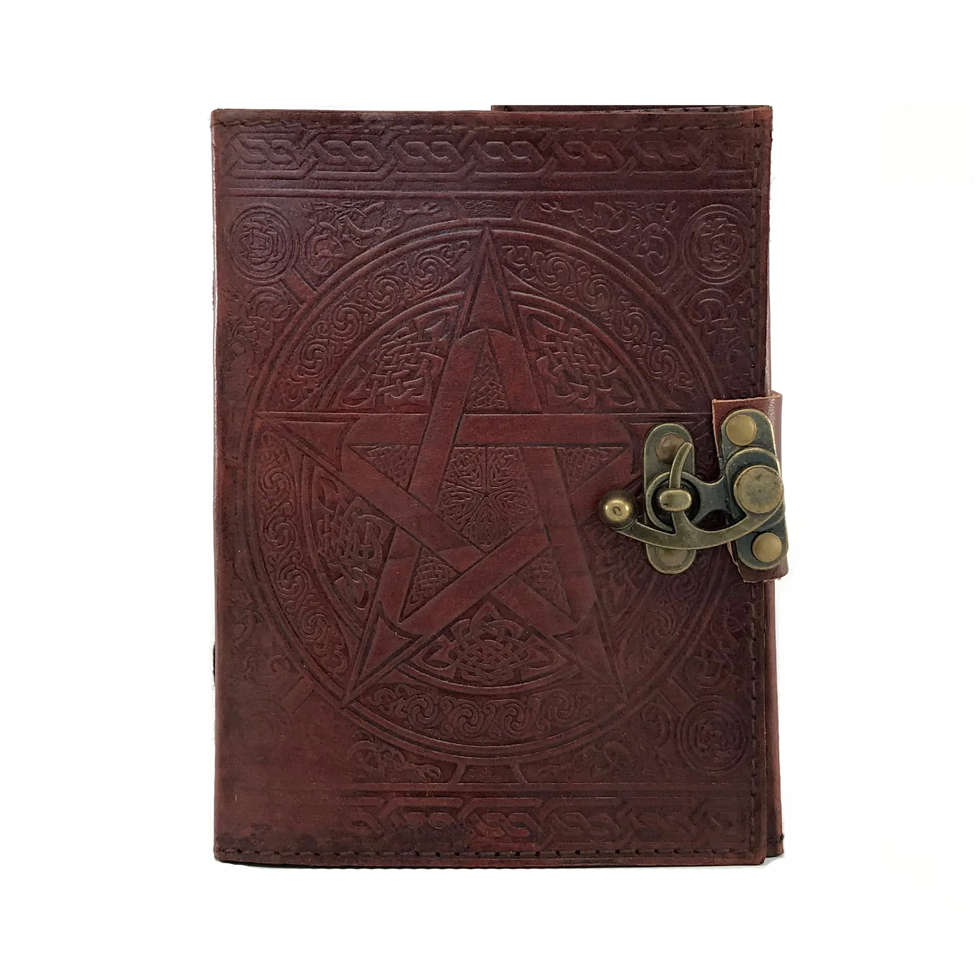 Brown Pentacle Leather Blank Book with Latch