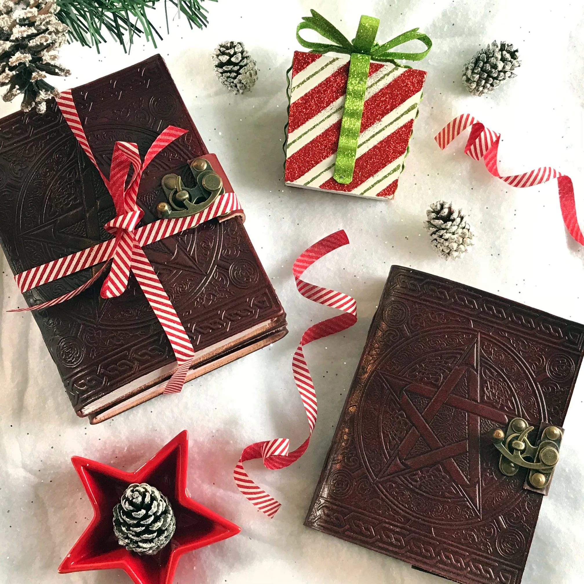 Brown Pentacle Leather Blank Book with Latch