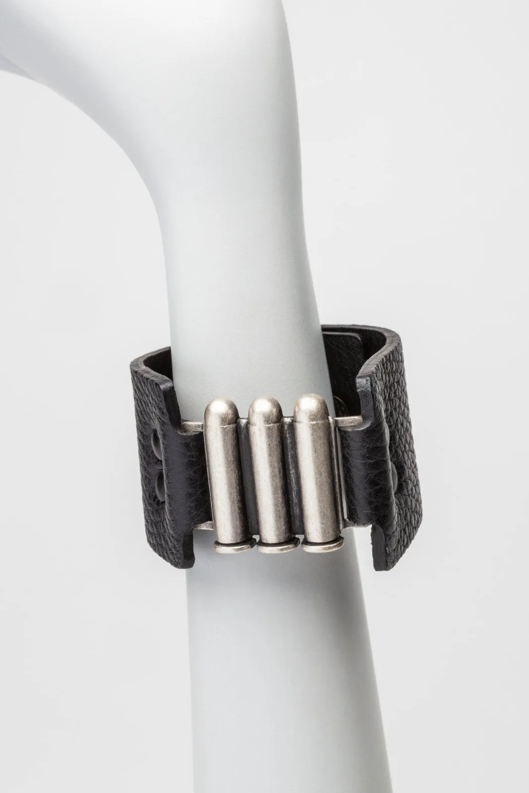 Bullet Proof Leather Cuff in Embossed Croc