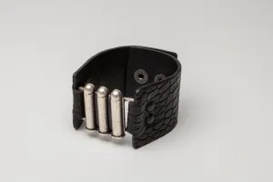 Bullet Proof Leather Cuff in Embossed Croc